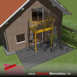 Stehbalkon mit Glasboden und Staketengeländer 