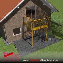 Stehbalkon mit Glasboden und Staketengeländer 