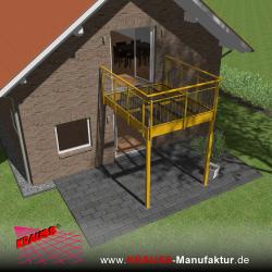 Stehbalkon mit Glasboden und Staketengeländer 