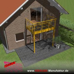 Stehbalkon mit Glasboden und Staketengeländer 