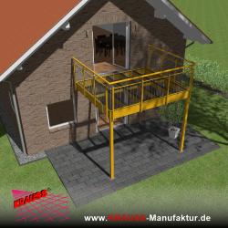 Stehbalkon mit Glasboden und Staketengeländer 