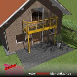 Stehbalkon mit Glasboden und Staketengeländer 