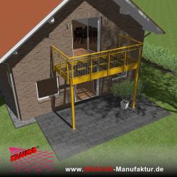 Stehbalkon mit Glasboden und Staketengeländer 