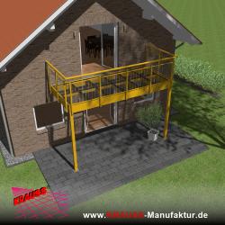 Stehbalkon mit Glasboden und Staketengeländer 