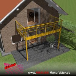 Stehbalkon mit Glasboden und Staketengeländer 
