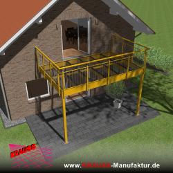 Stehbalkon mit Glasboden und Staketengeländer 