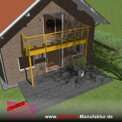Stehbalkon mit Glasboden und Staketengeländer 
