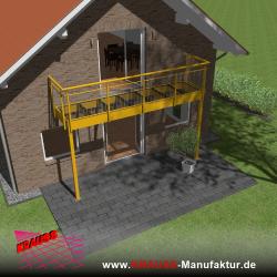 Stehbalkon mit Glasboden und Staketengeländer 