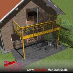 Stehbalkon mit Glasboden und Staketengeländer 