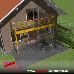 Stehbalkon mit Glasboden und Staketengeländer 