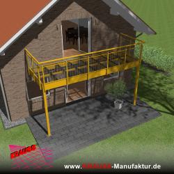 Stehbalkon mit Glasboden und Staketengeländer 