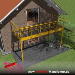 Stehbalkon mit Glasboden und Staketengeländer 