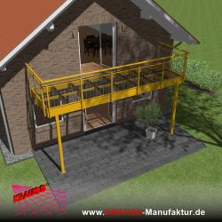 Stehbalkon mit Glasboden und Staketengeländer 