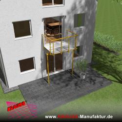 Stehbalkon mit Riffelblechboden, Reling-Geländer 