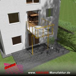 Stehbalkon mit Riffelblechboden, Reling-Geländer 