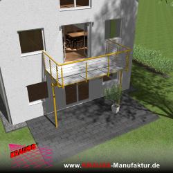 Stehbalkon mit Riffelblechboden, Reling-Geländer 