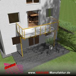 Stehbalkon mit Riffelblechboden, Reling-Geländer 