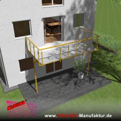 Stehbalkon mit Riffelblechboden, Reling-Geländer 