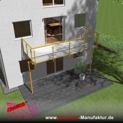 Stehbalkon mit Riffelblechboden, Reling-Geländer 