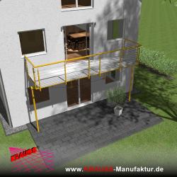 Stehbalkon mit Riffelblechboden, Reling-Geländer 