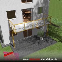 Stehbalkon mit Riffelblechboden, Reling-Geländer 