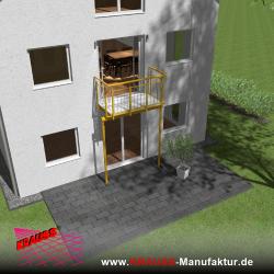 Stehbalkon mit Riffelblechboden, Staketen-Geländer 