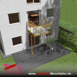 Stehbalkon mit Riffelblechboden, Staketen-Geländer 
