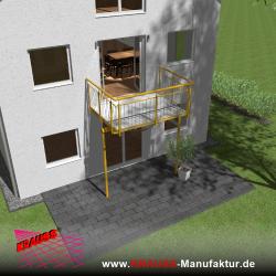 Stehbalkon mit Riffelblechboden, Staketen-Geländer 