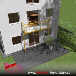 Stehbalkon mit Riffelblechboden, Staketen-Geländer 