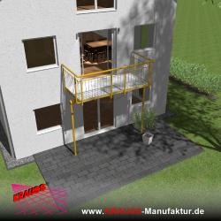 Stehbalkon mit Riffelblechboden, Staketen-Geländer 
