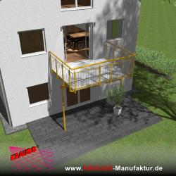 Stehbalkon mit Riffelblechboden, Staketen-Geländer 