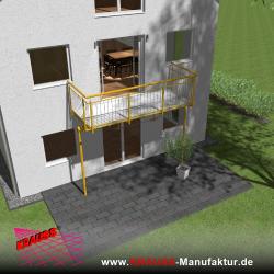 Stehbalkon mit Riffelblechboden, Staketen-Geländer 