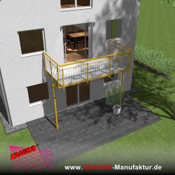 Stehbalkon mit Riffelblechboden, Staketen-Geländer 