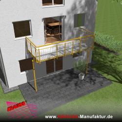 Stehbalkon mit Riffelblechboden, Staketen-Geländer 