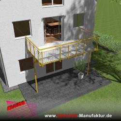Stehbalkon mit Riffelblechboden, Staketen-Geländer 