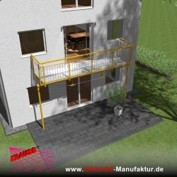 Stehbalkon mit Riffelblechboden, Staketen-Geländer 
