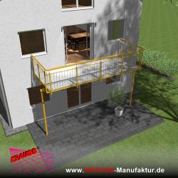 Stehbalkon mit Riffelblechboden, Staketen-Geländer 