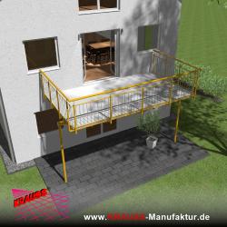 Stehbalkon mit Riffelblechboden, Staketen-Geländer 