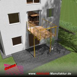 Stehbalkon mit Douglasieboden, Reling-Geländer 