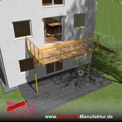 Stehbalkon mit Douglasieboden, Reling-Geländer 