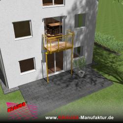 Stehbalkon mit Douglasieboden, Staketen-Geländer 