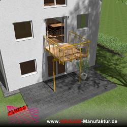 Stehbalkon mit Douglasieboden, Staketen-Geländer 