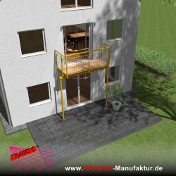 Stehbalkon mit Douglasieboden, Staketen-Geländer 