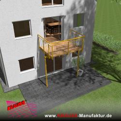 Stehbalkon mit Douglasieboden, Staketen-Geländer 