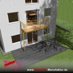 Stehbalkon mit Douglasieboden, Staketen-Geländer 