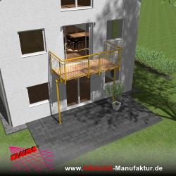 Stehbalkon mit Douglasieboden, Staketen-Geländer 