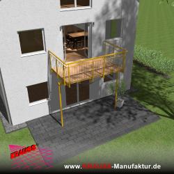 Stehbalkon mit Douglasieboden, Staketen-Geländer 
