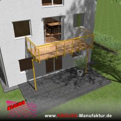 Stehbalkon mit Douglasieboden, Staketen-Geländer 