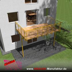 Stehbalkon mit Douglasieboden, Staketen-Geländer 