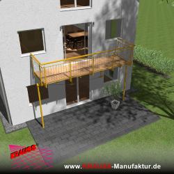 Stehbalkon mit Douglasieboden, Staketen-Geländer 